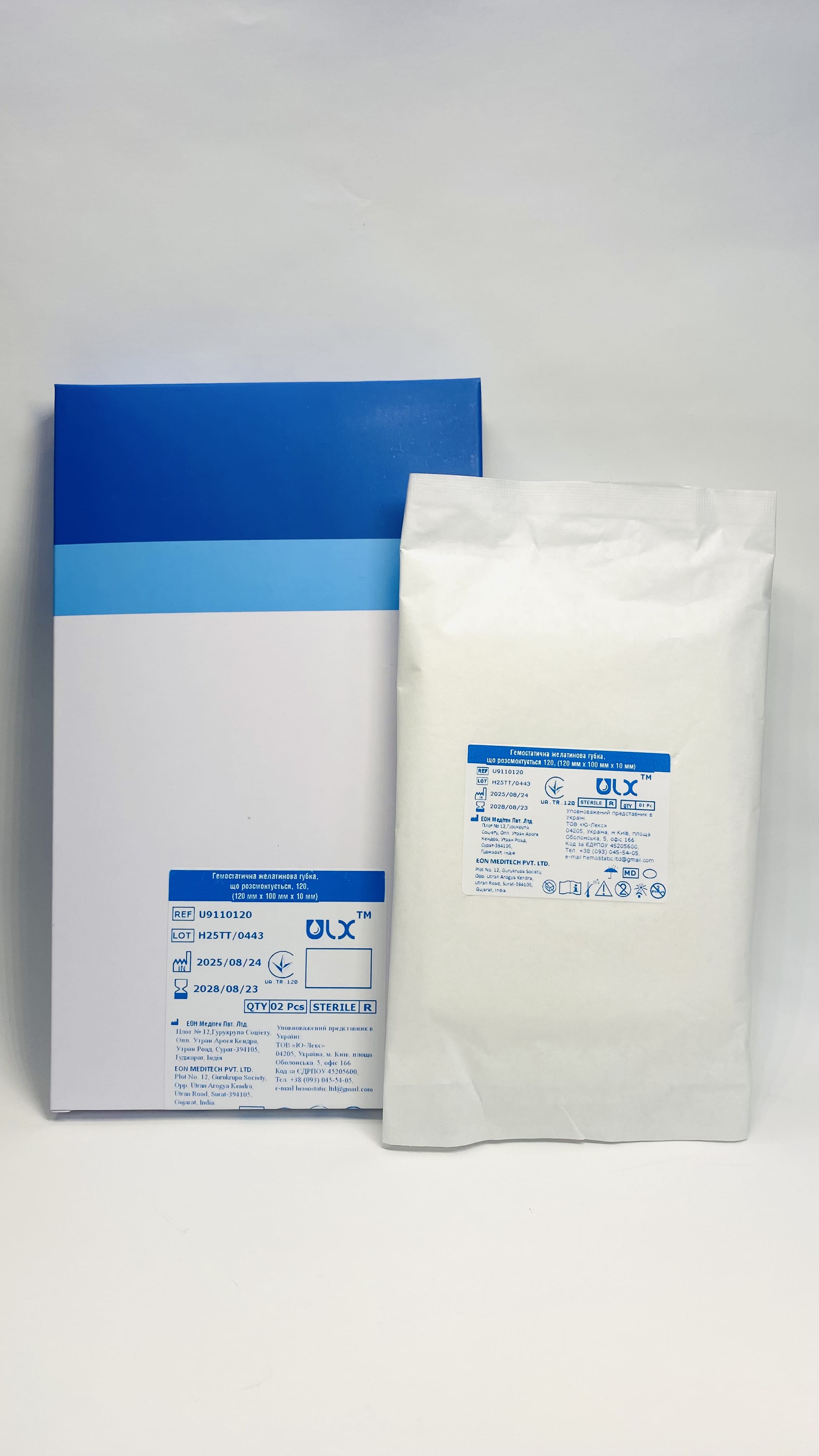 Гемостатична желатинова губка 120 (120мм x 100мм x 10мм) ULX TM